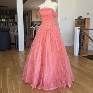 Coral Strapless Princess Gown